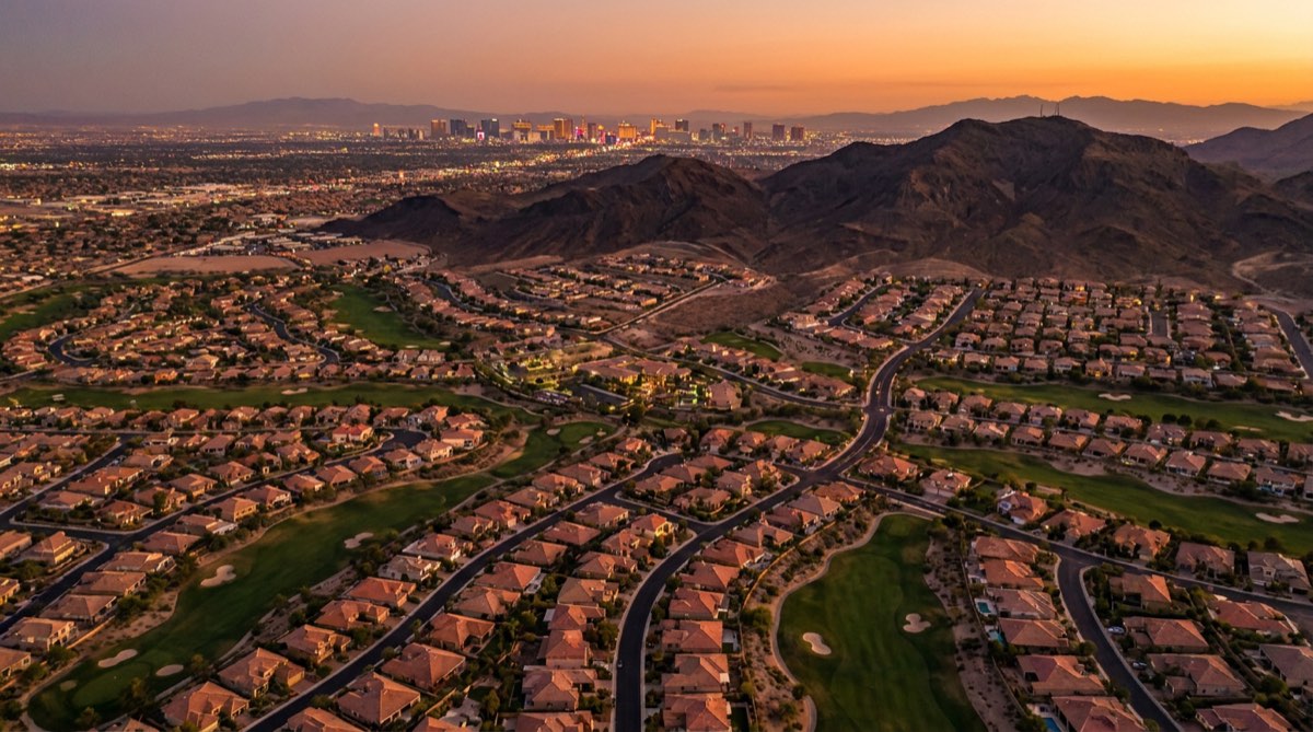 A Las Vegas residential neighborhood at dusk