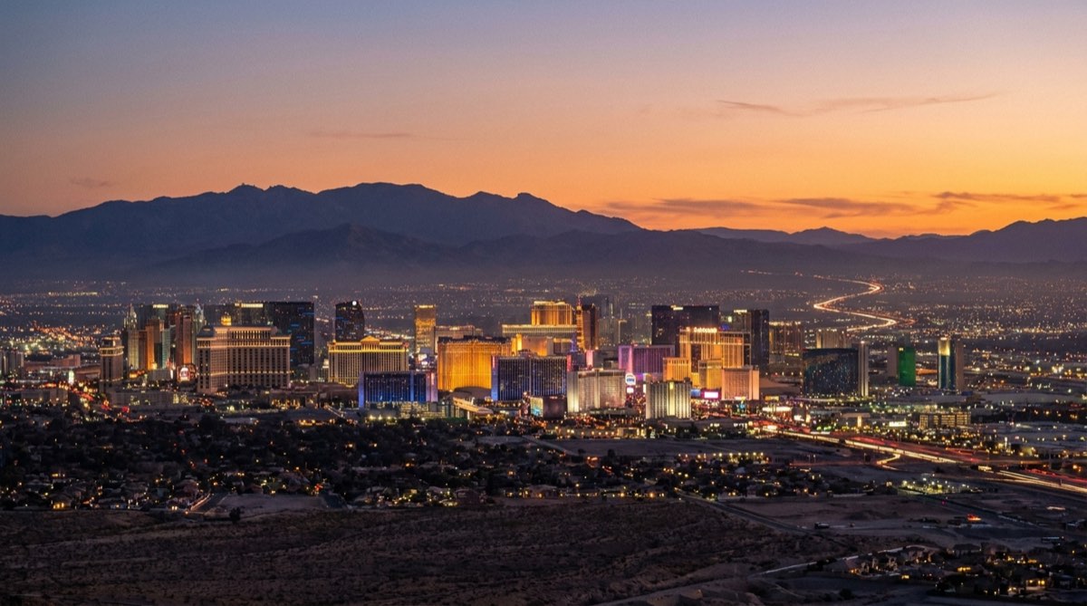 The Las Vegas skyline at dusk